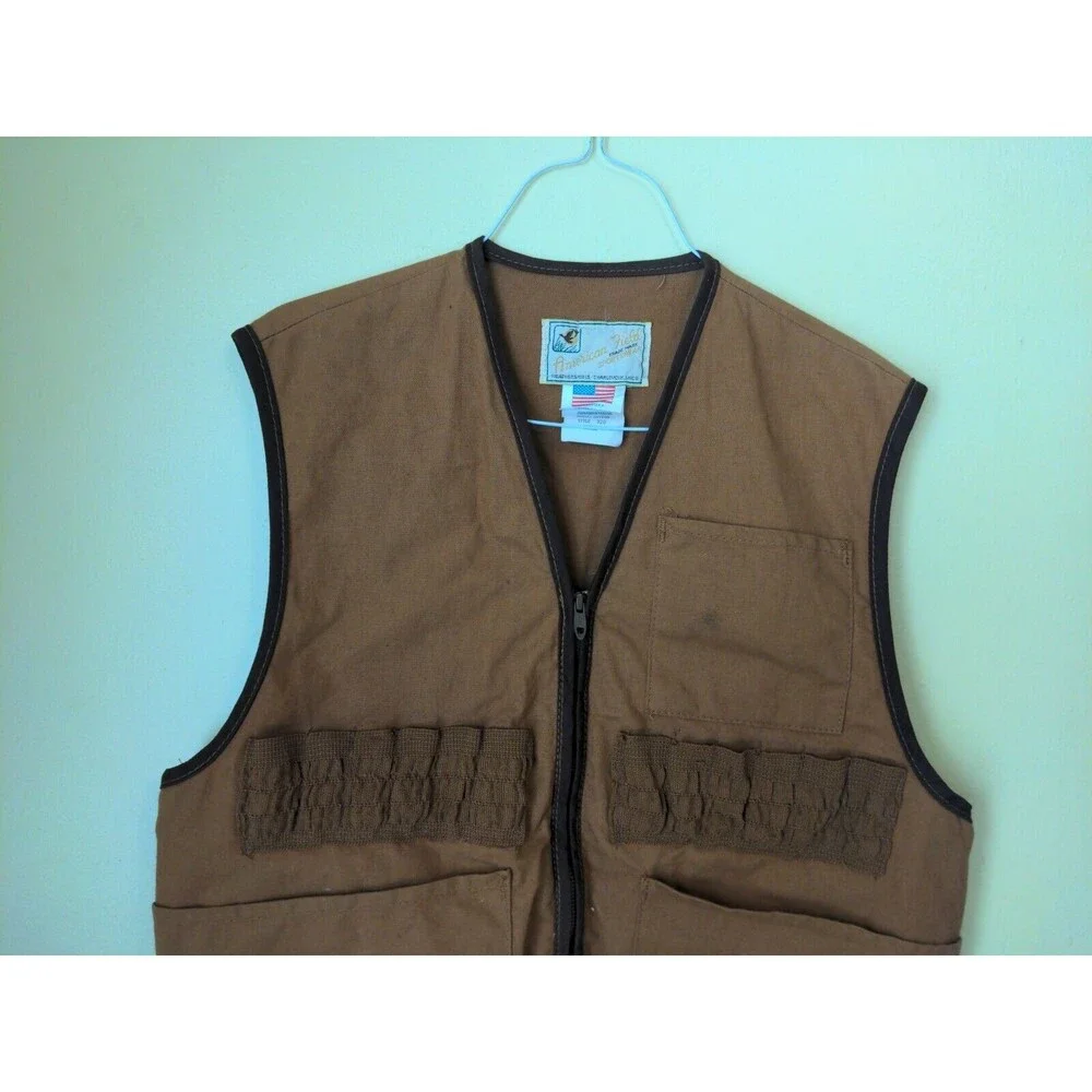 Vintage American Field Sportswear Tan Hunting Shooting Vest Trap Size Small USA